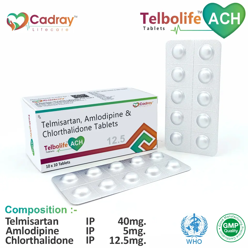 Telmisartan 40mg + Amlodipine 5mg + Chlorthalidone 12.5mg | Hypertension Therapy | Best Price for Pharma Export